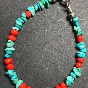 Running Bear coral and turquoise bracelet
